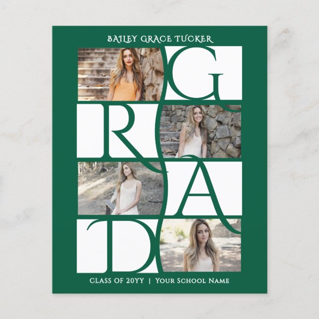 Graduação Verde Escura De 5 Fotos Do Formando Eleg (Frente)