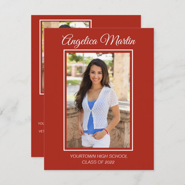 Graduação Vermelha Moderna 3 Classe de Foto 2022 (Frente/Verso)