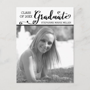 Graduate Script Vertical - Convite de Cartão Posta