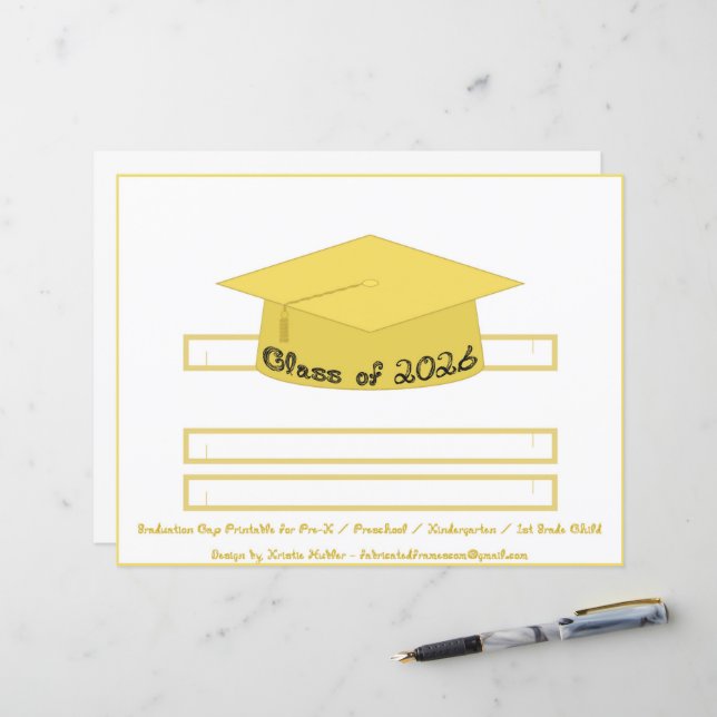 Graduation Cap Gold Party Hat 2026 Back Font (Frente/Verso In Situ)