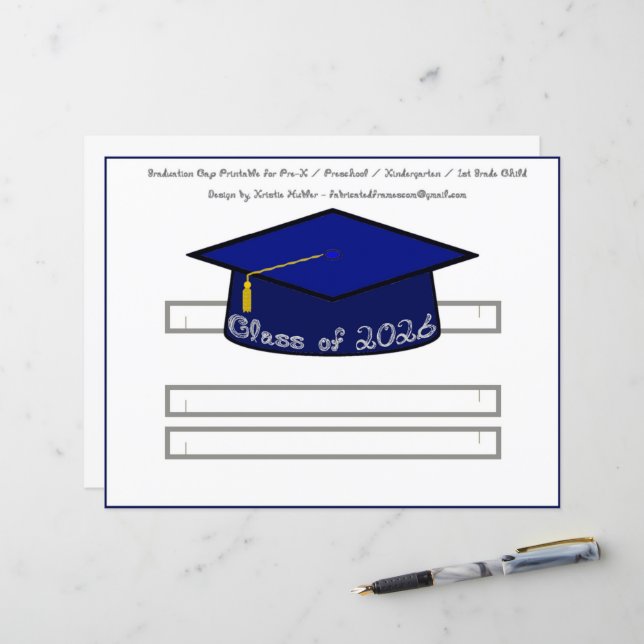 Graduation Cap Navy Blue Party Hat 2026 Silver (Frente/Verso In Situ)