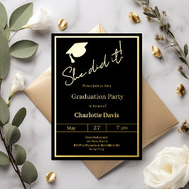 Graduation party black gold luxury She did it
