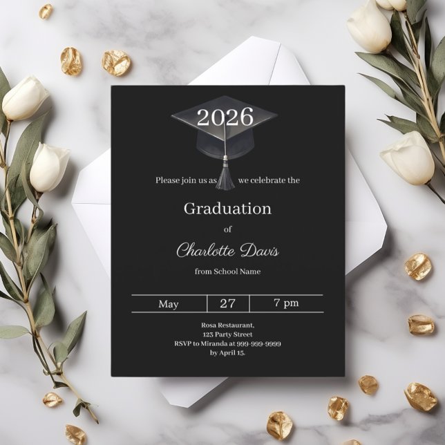 Graduation party black white class 2026 invitation (Criador carregado)