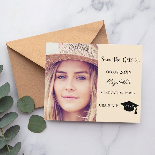 Graduation Party champagne Save the Date card (Criador carregado)