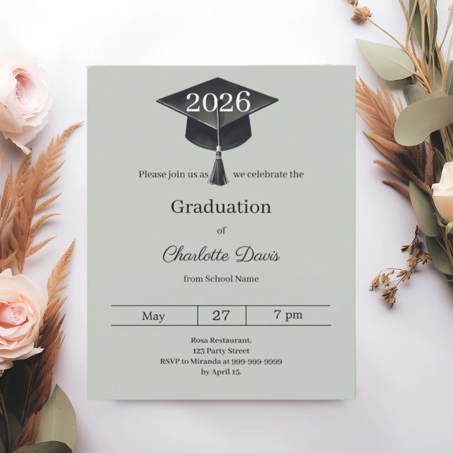 Graduation party sage green class 2026 invitation (Criador carregado)