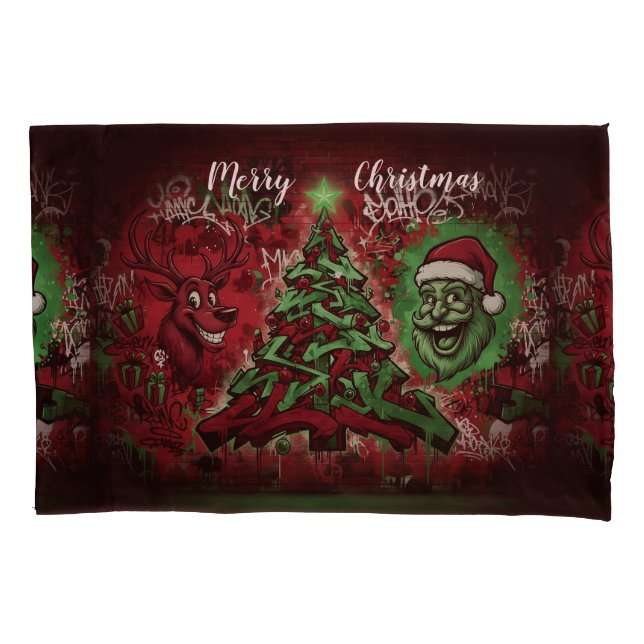 Graffiti Christmas Pillowcase Standard Size (Frente)