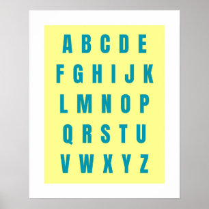 Gráfico ABC, Poster de A a Z, Arte de Parede do Nu
