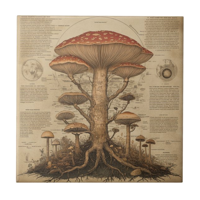 Gráfico Botânico de Cogumelo Vintage (9) (Frente)