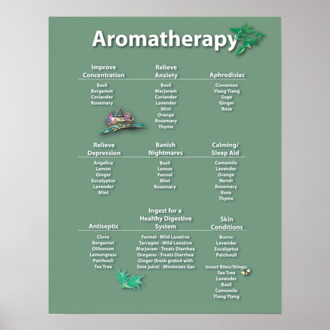 Gráfico de Aromaterapia Verde de Moss Poster (Frente)