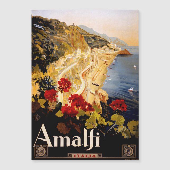 Gráfico de Arte do Poster de viagens Amalfi Itália (Frente)