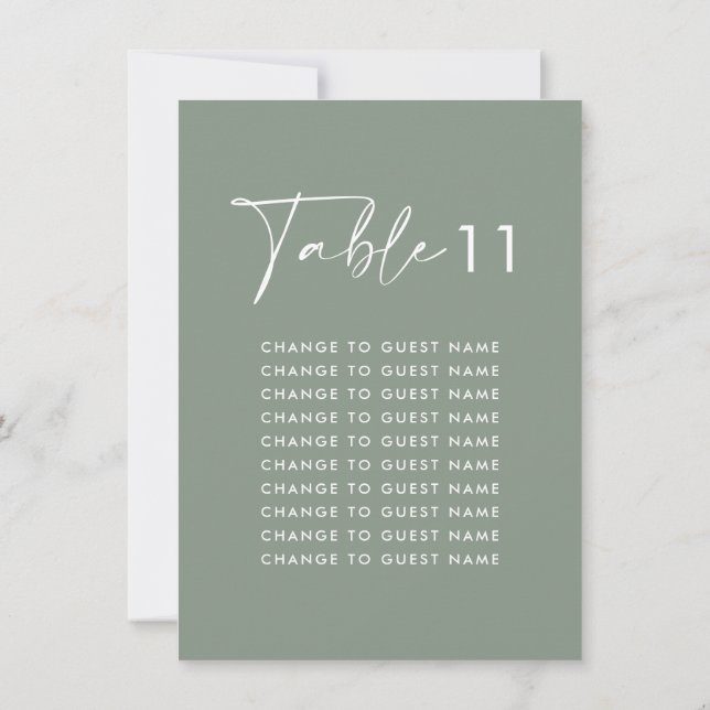 Gráfico de assento número da mesa de casamento em  (Verso)