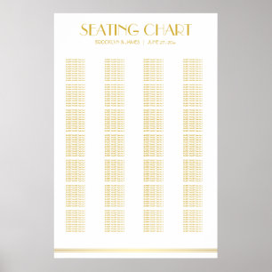 Gráfico de Assentos Alfabéticos Dourados Poster