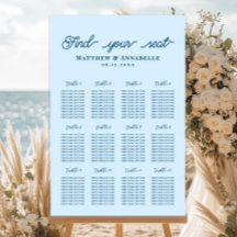 Gráfico de Assentos de Casamento Azul Claro Simple