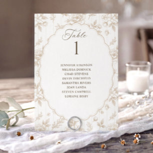 Gráfico de Assentos de Casamento Bege Floral Vinta