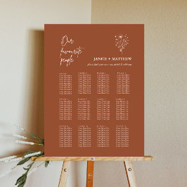 Gráfico de Assentos de Casamento Boho Laranja Quei