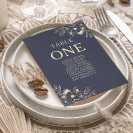 Gráfico de Assentos de Casamento Floral Azul Marin