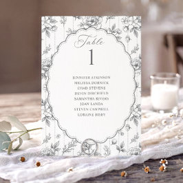Gráfico de Assentos de Casamento Floral Prata Vint