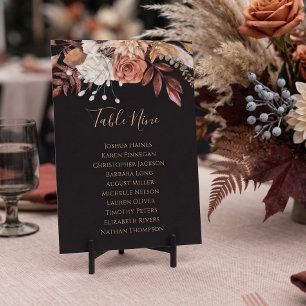 Gráfico de Assentos de Casamento Floral Preto de O