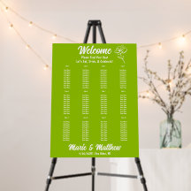 Gráfico de Assentos de Casamento Floral Verde Cítr