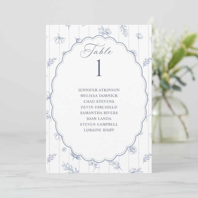 Gráfico de Assentos de Casamento Oval Antigo Azul  (Em pé/Frente)