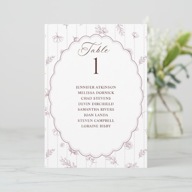 Gráfico de Assentos de Casamento Oval Rosa Mauve V (Em pé/Frente)