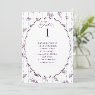 Gráfico de Assentos de Casamento Oval Vintage Roxo