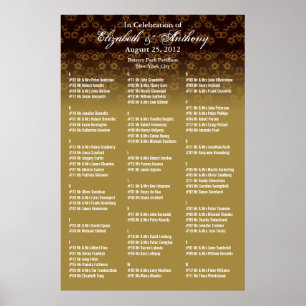 Gráfico de Assentos de Casamento Poster Dourado Fl