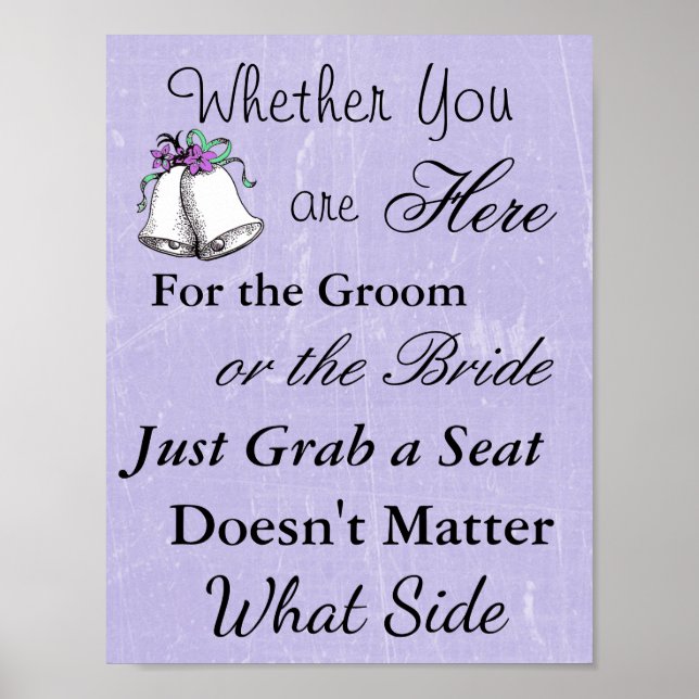 Gráfico de Assentos de Casamento, Poster "Sente-se (Frente)