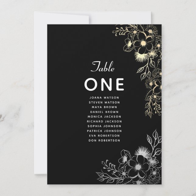 Gráfico de Assentos de Casamento Preto Elegante (Frente)