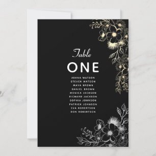 Gráfico de Assentos de Casamento Preto Elegante