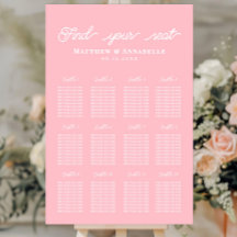 Gráfico de Assentos de Casamento Rosa Claro Simple