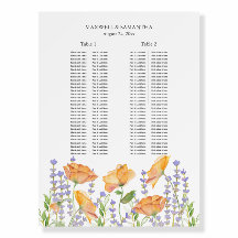 Gráfico de Assentos de Casamento Tema Flor Silvest