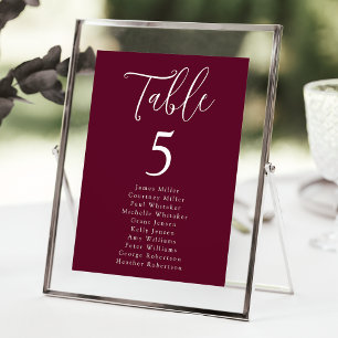 Gráfico de Assentos de Mesa Burgundy com Letra Sim