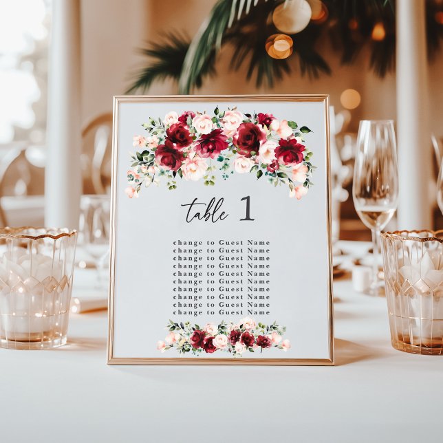 Gráfico de Assentos de Mesa de Casamento Floral Be (Criador carregado)