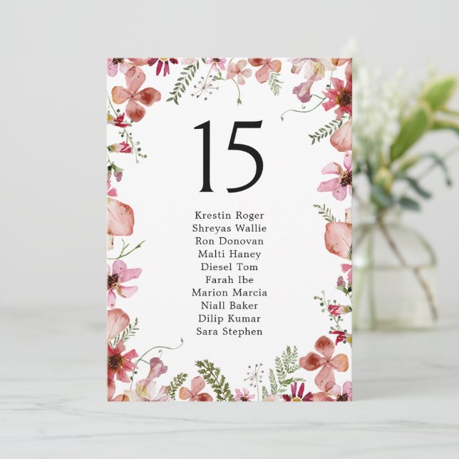Gráfico de Assentos de Mesa Floral Rustic (Em pé/Frente)