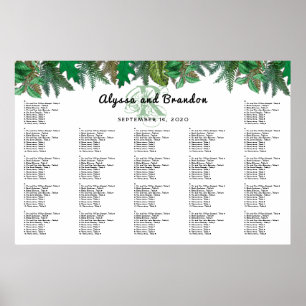 Gráfico de Assentos Monograma de Floresta Poster