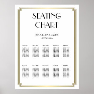 Gráfico de Casamento Branco E Dourado Poster 18x24