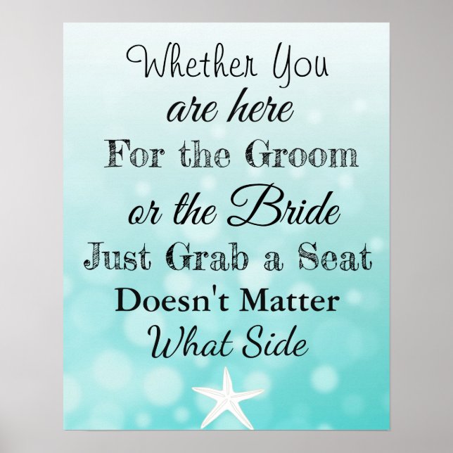 Gráfico de Casamento, Sentar "onde quer" Poster (Frente)