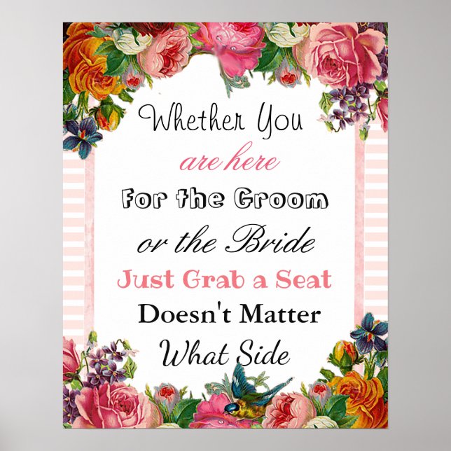 Gráfico de Casamento, Sentar "onde quer" Poster (Frente)