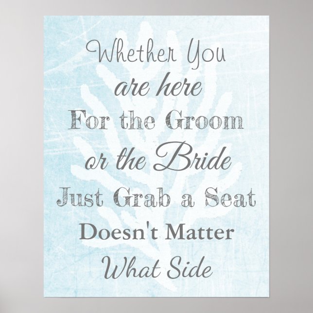 Gráfico de Casamento, Sentar "onde quer" Poster (Frente)