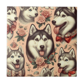 Gráfico de Cute Vintage Siberian Husky
