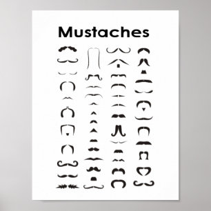 Gráfico de estilos de bigode Poster Engraçado Pres