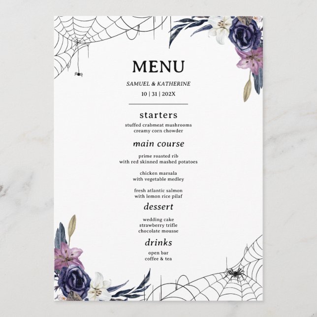 Gráfico de Menu Plano de Casamento Halloween (Frente)