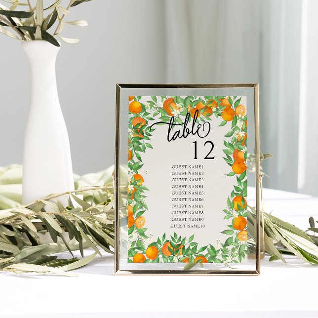 Gráfico de Mesa de Casamento do Flor Laranja (Table Number Seating Chart  from the Orange Blossom Wedding Collection by Darling & May)