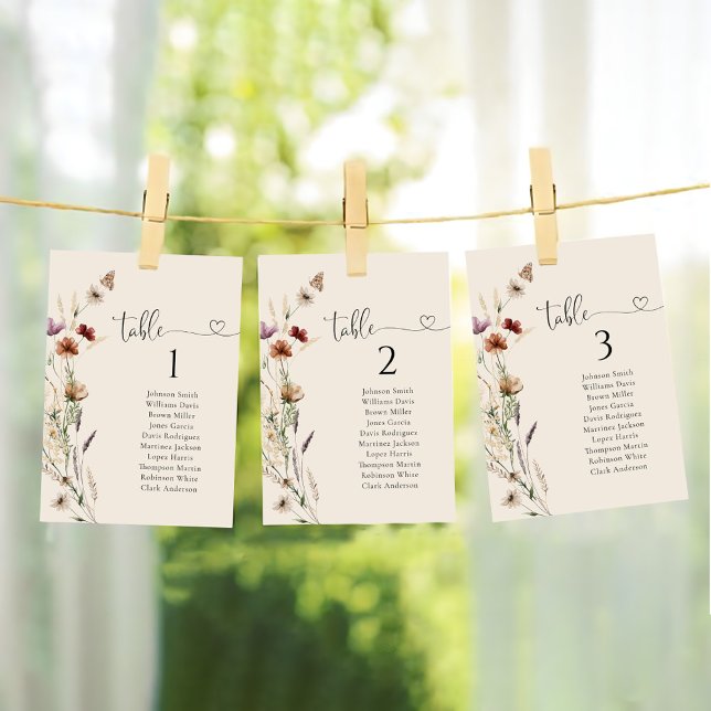 Gráfico de Mesas de Casamento Boho Tiny Wildflower (Criador carregado)