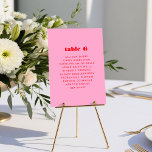 Gráfico de Mesas para a Tipografia Rosa e Vermelha<br><div class="desc">Esta vibrante e divertida carta de números da mesa de casamento apresenta uma explosão de cor! As fontes chic e divertidas, combinadas com um fundo rosa brilhante e alegre, fazem disto uma alegria a acrescentar ao dia do seu casamento. O design duplica no lado oposto. Par com a coleção de...</div>
