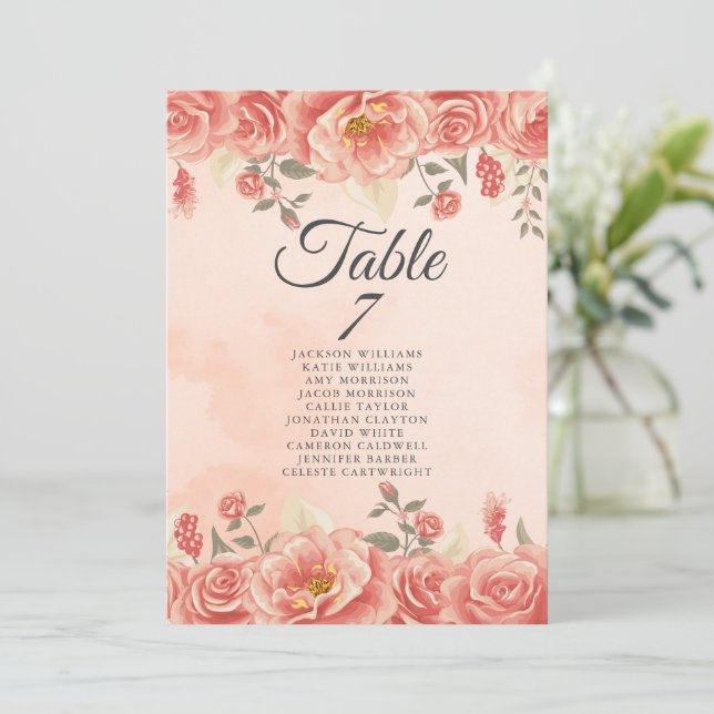 Gráfico de Sentados de Casamento de Pêssego Rosas  (Em pé/Frente)