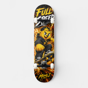 Gráfico de skate monstro relâmpago dourado em velo