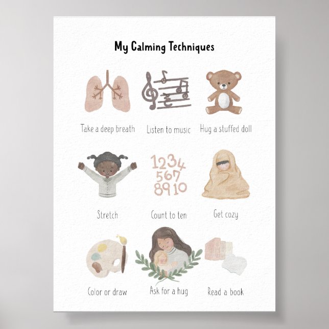 Gráfico de Técnicas de Limpeza de Aquarela Poster (Frente)