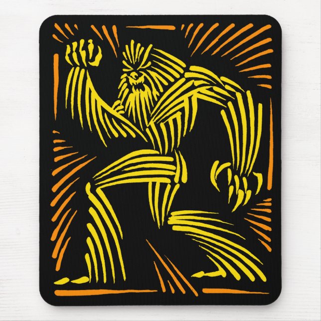 Gráfico do Woodcut de Bigfoot Mousepad - amarelo & (Frente)